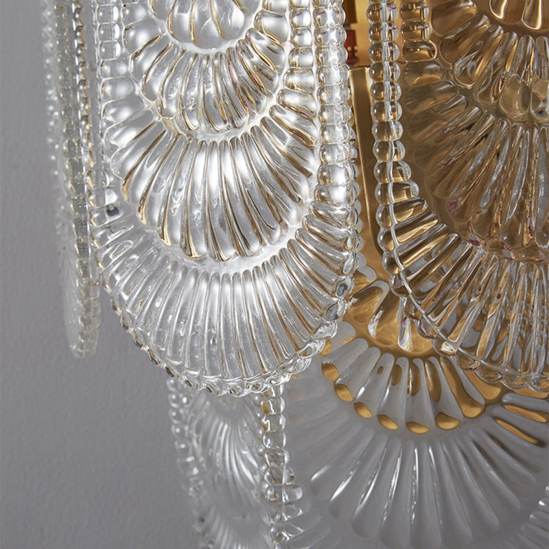 Contemporary 3- Light Wall Mounted Fixture Brass and Glass Wall Sconce