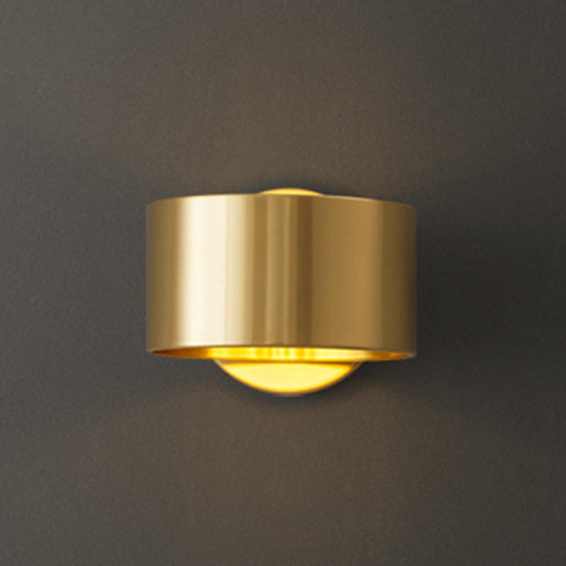 Solid Brass Drum 1 - Light Wall Sconce in Black / Gold Finish Wall Mounted Fixture