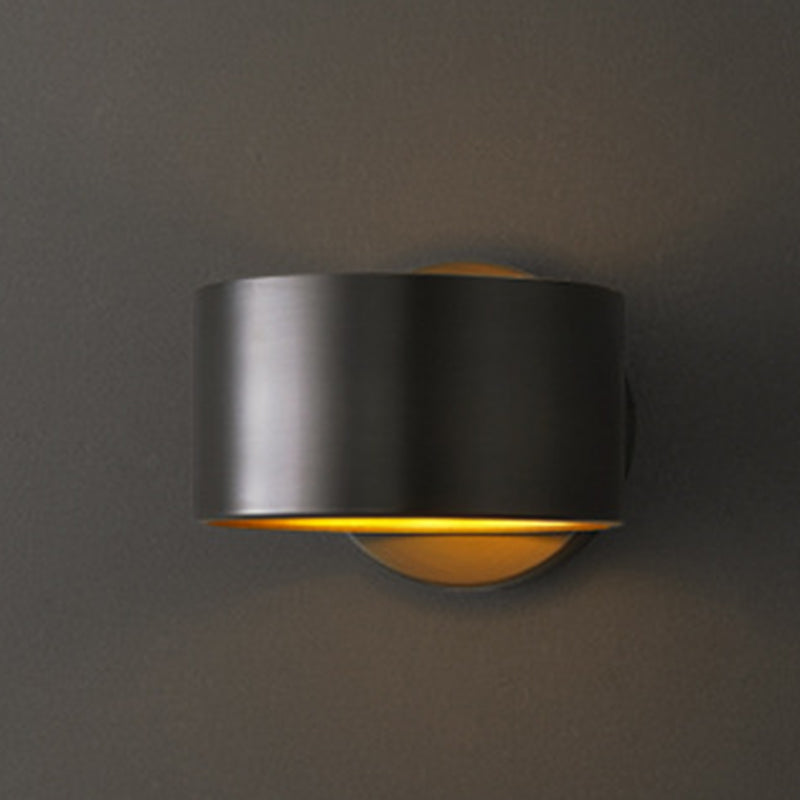 Solid Brass Drum 1 - Light Wall Sconce in Black / Gold Finish Wall Mounted Fixture