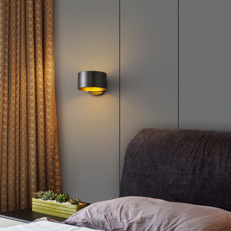 Solid Brass Drum 1 - Light Wall Sconce in Black / Gold Finish Wall Mounted Fixture