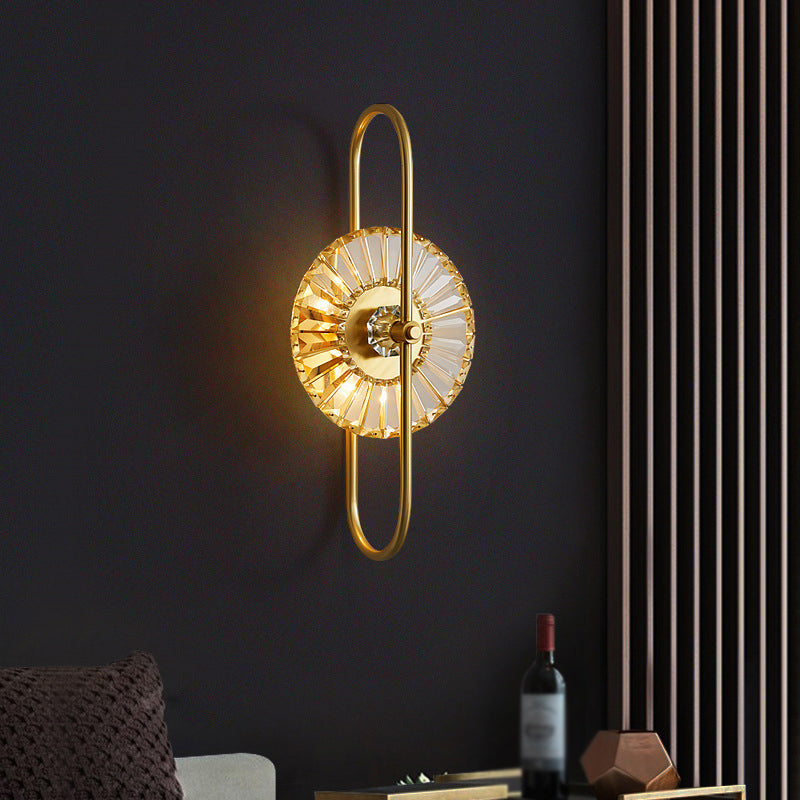 2 / 3 - Light Wall Light Solid Brass and Crystal Post Modern Wall Sconce