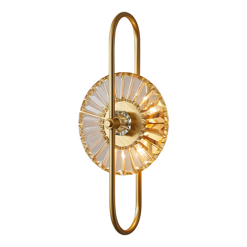 2 / 3 - Light Wall Light Solid Brass and Crystal Post Modern Wall Sconce