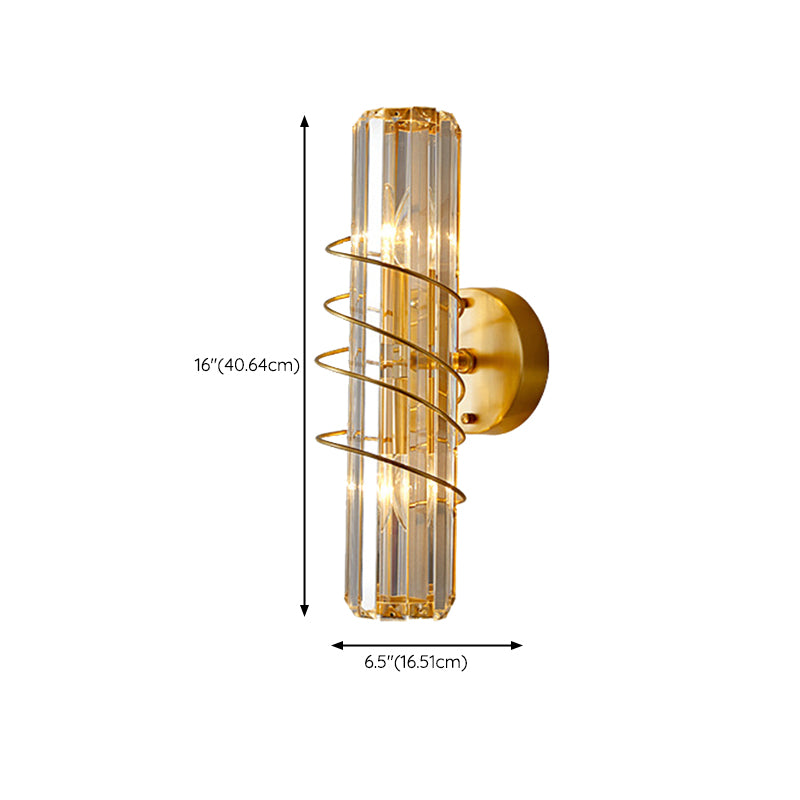 2 / 3 - Light Wall Light Solid Brass and Crystal Post Modern Wall Sconce