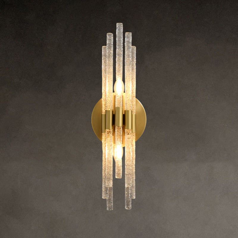 Modern 2 - Light Wall Mounted Sconce Brass and Glass Wall Light in Gold and Clear