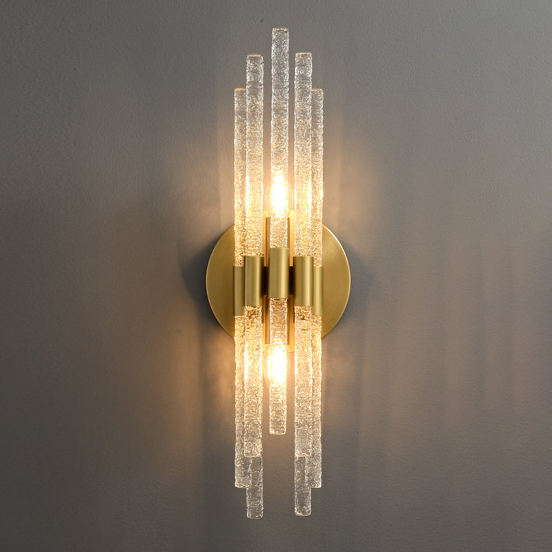 Modern 2 - Light Wall Mounted Sconce Brass and Glass Wall Light in Gold and Clear