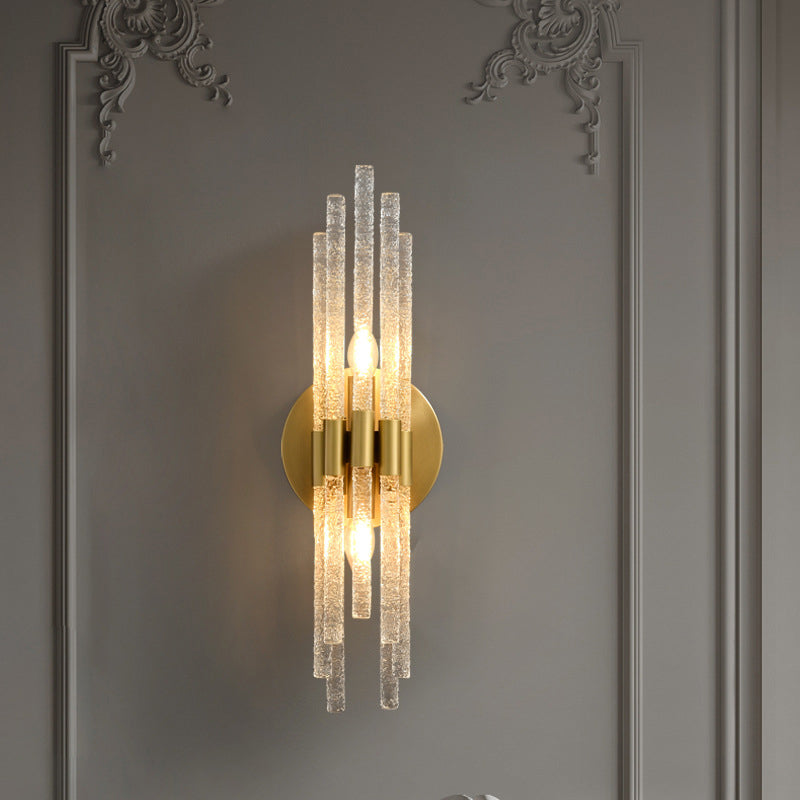 Modern 2 - Light Wall Mounted Sconce Brass and Glass Wall Light in Gold and Clear