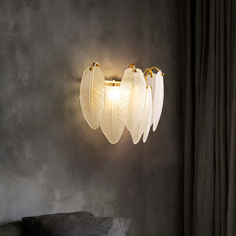 Solid Brass and Glass 2 - Light Wall Sconce in Gold Finish Modern Wall Light