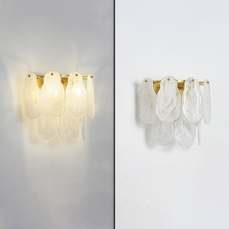 Solid Brass and Glass 2 - Light Wall Sconce in Gold Finish Modern Wall Light