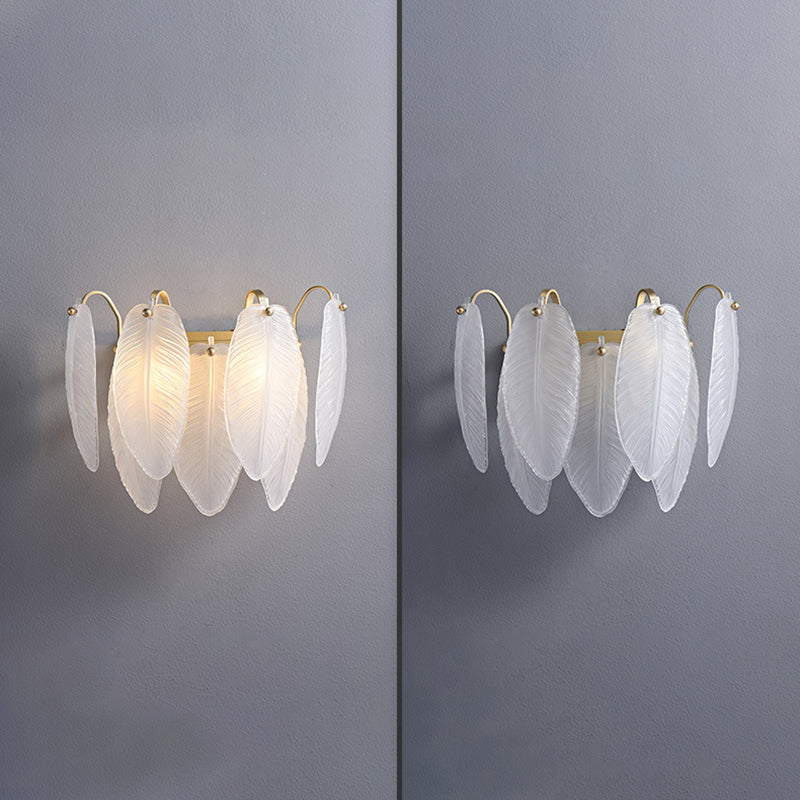 Solid Brass and Glass 2 - Light Wall Sconce in Gold Finish Modern Wall Light