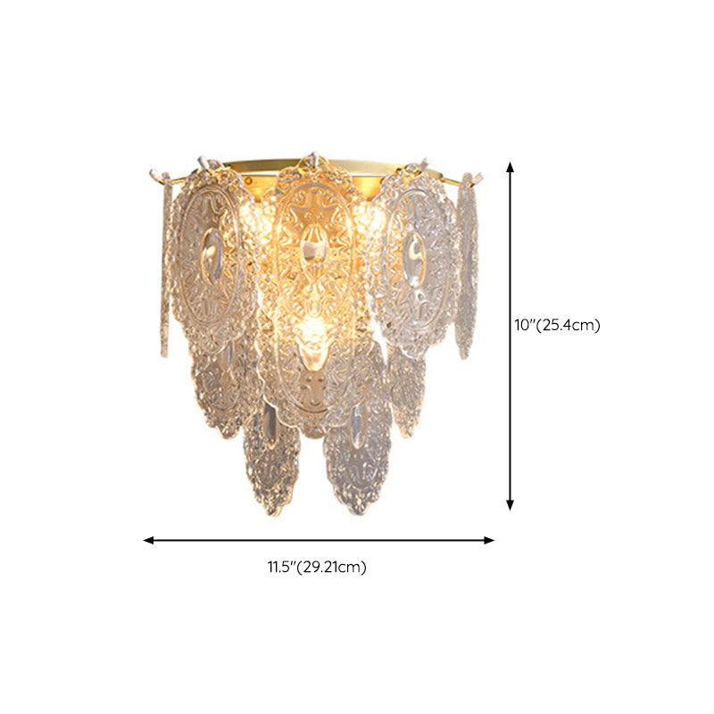 Solid Brass and Glass 2 - Light Wall Sconce in Gold Finish Modern Wall Light