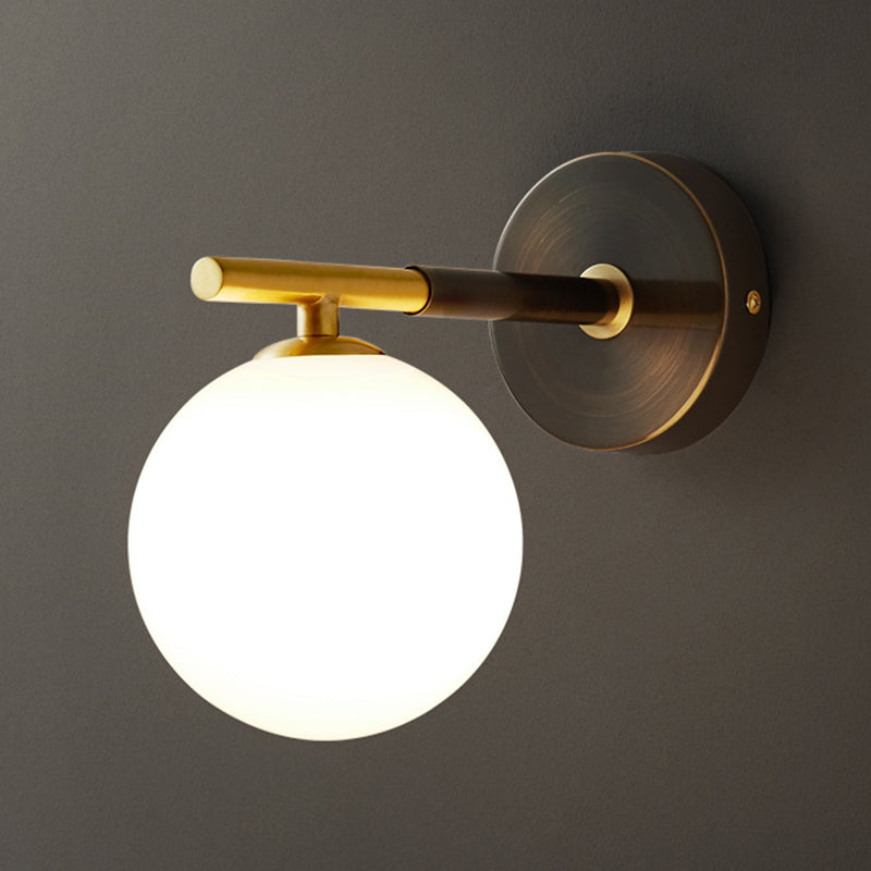 Modern Style Wall Light Ball Shade in Gold Sconces for Bedroom