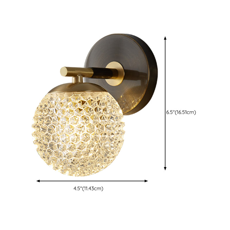 Modern Style Wall Light Ball Shade in Gold Sconces for Bedroom