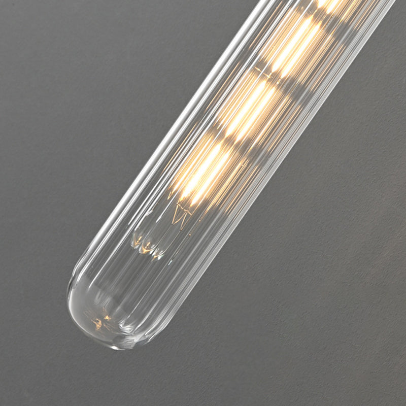 Black / Gold 1 - Light Wall Light Glass Tube Shade Solid Brass Wall Sconce