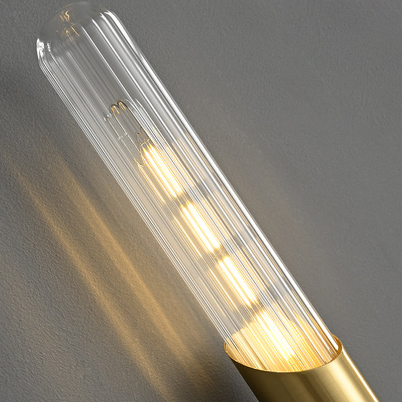 Solid Brass Wall Mounted Sconce in Black / Gold Finish Glass Tube Shade Wall Light