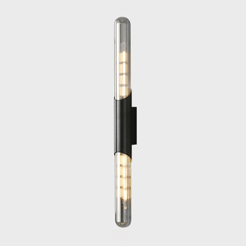 Solid Brass Wall Mounted Sconce in Black / Gold Finish Glass Tube Shade Wall Light