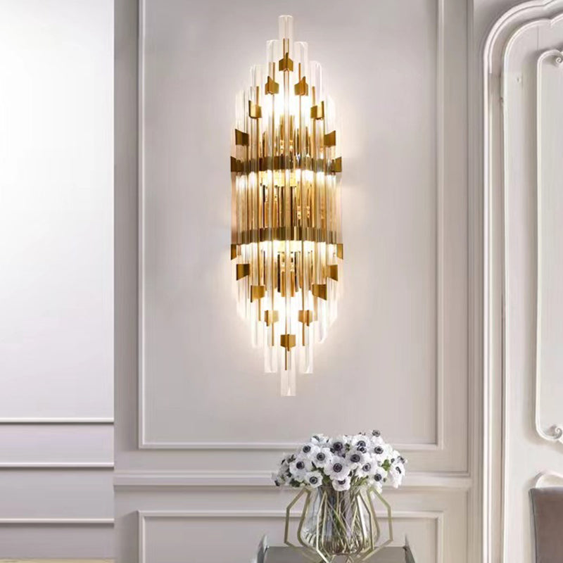 Clear Crystal 2 - Light Wall Sconce in Gold Metal Post Modern Wall Light