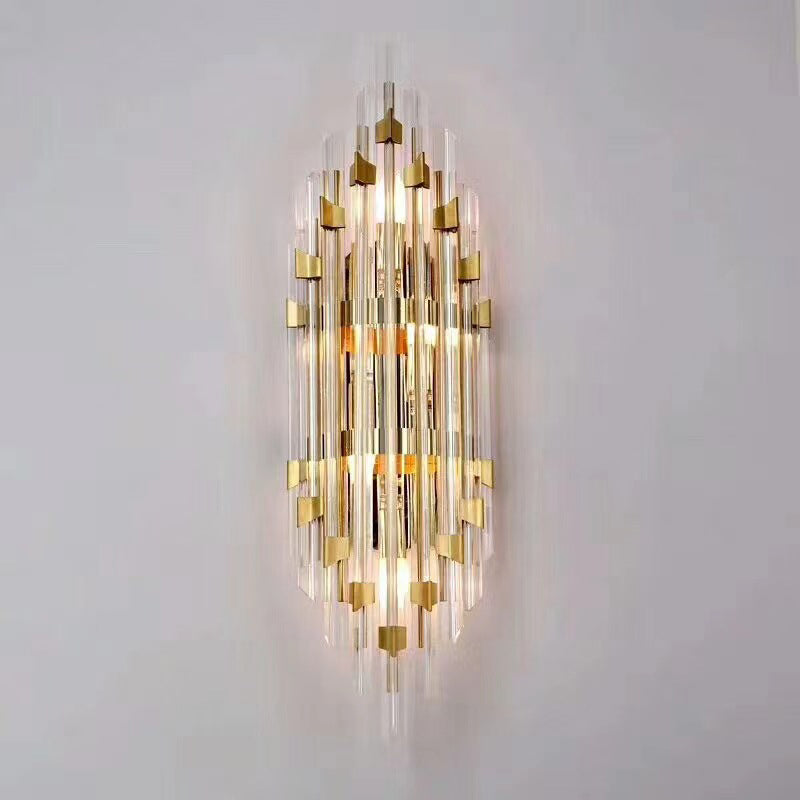 Clear Crystal 2 - Light Wall Sconce in Gold Metal Post Modern Wall Light