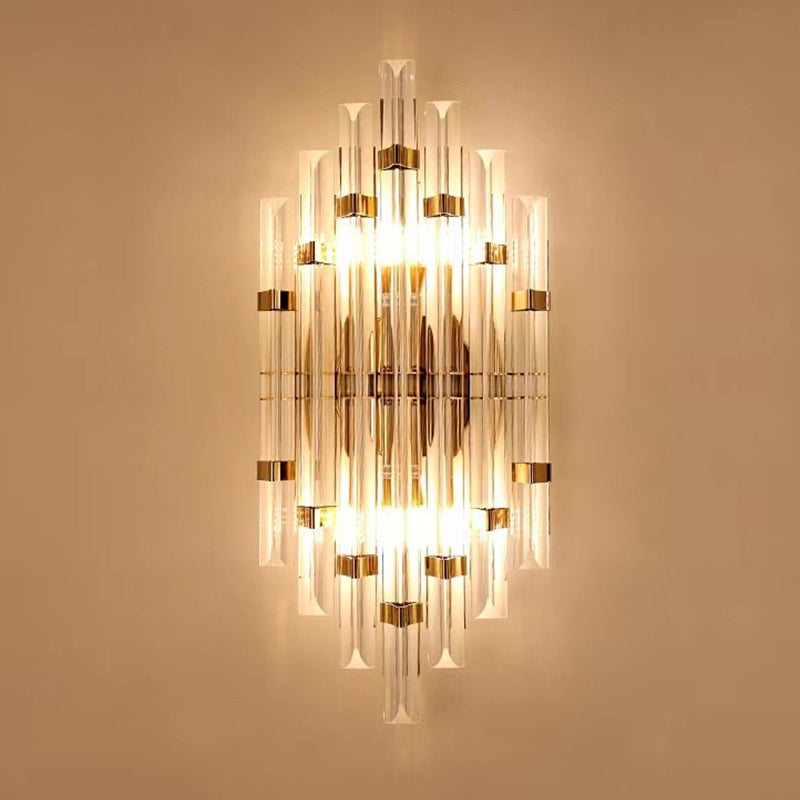 Clear Crystal 2 - Light Wall Sconce in Gold Metal Post Modern Wall Light