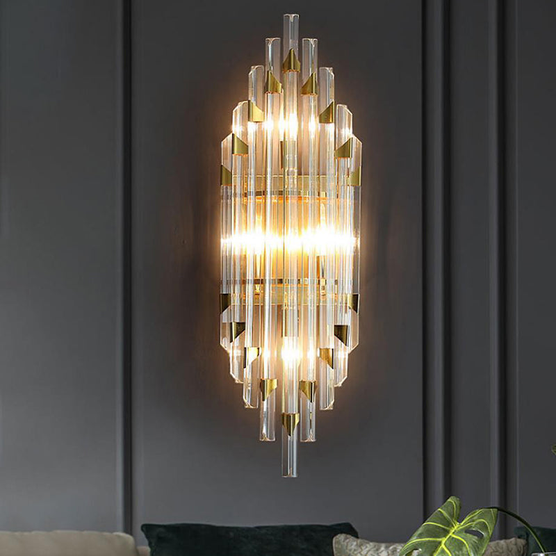 Clear Crystal 2 - Light Wall Sconce in Gold Metal Post Modern Wall Light