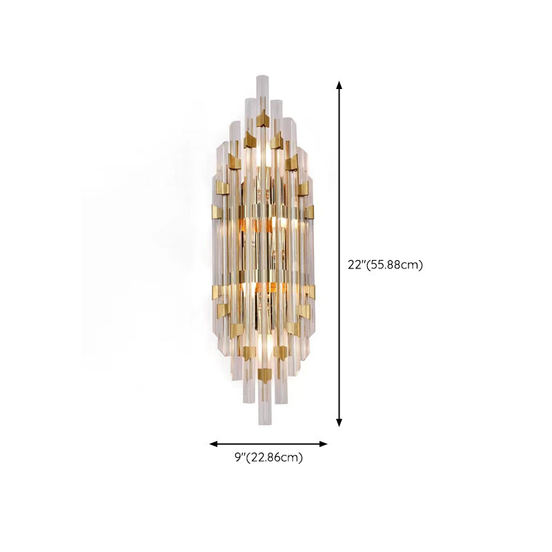 Clear Crystal 2 - Light Wall Sconce in Gold Metal Post Modern Wall Light