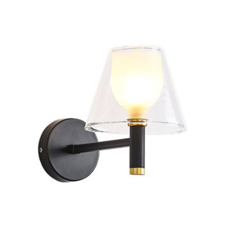 Glass Geometric Wall Light Modern 1-Light Wall Lights in Black