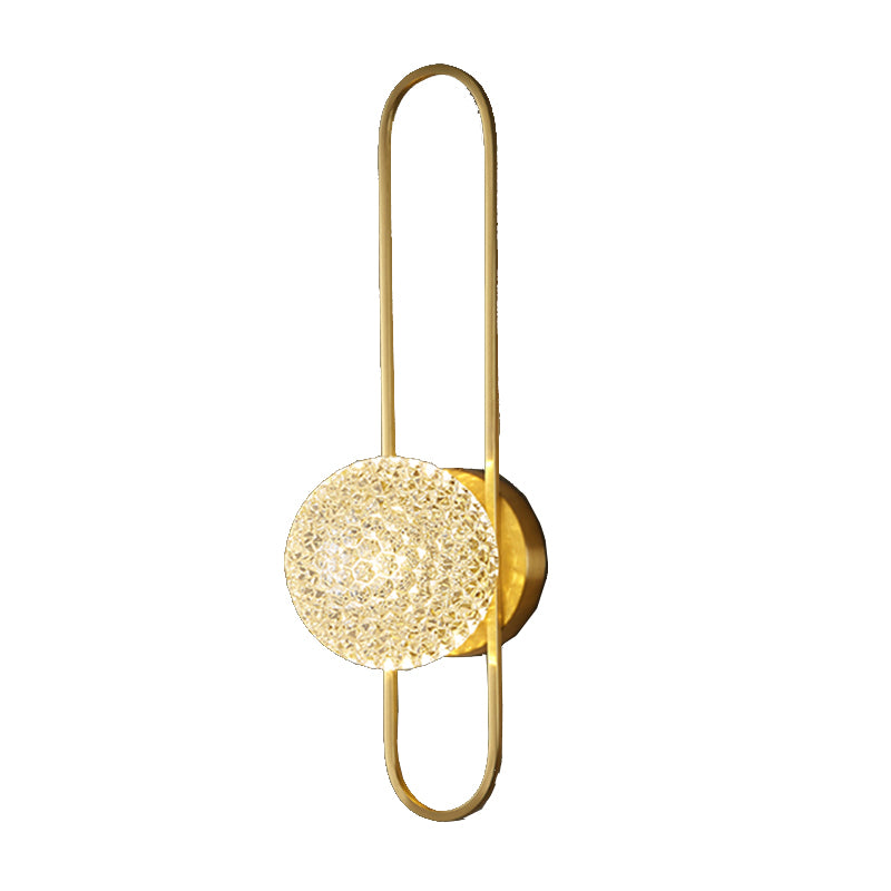 Globe Crystal Shade Wall Light 1 - Light Solid Brass Wall Sconce in Gold and Clear