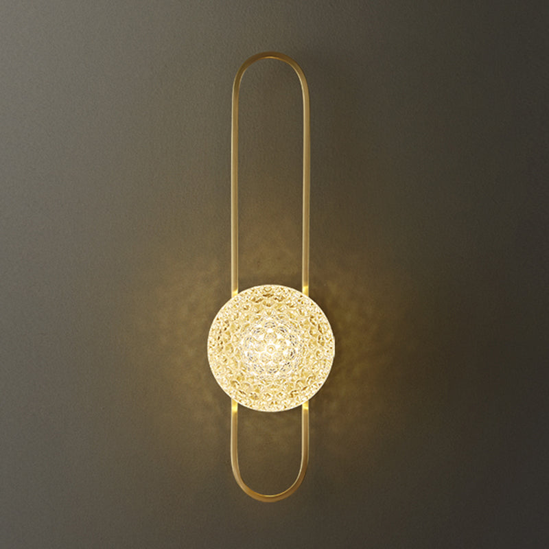 Globe Crystal Shade Wall Light 1 - Light Solid Brass Wall Sconce in Gold and Clear