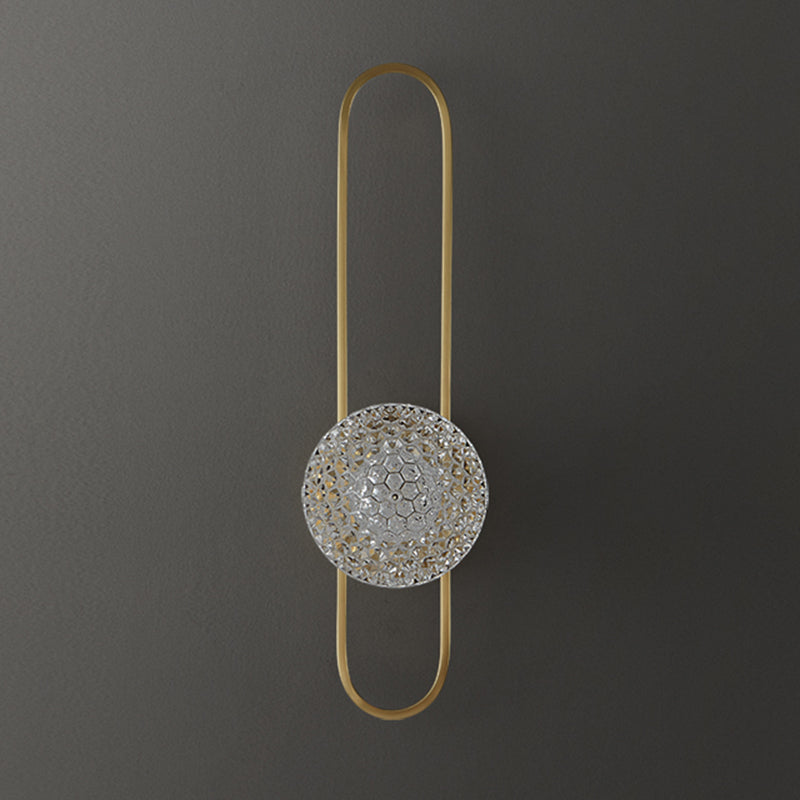Globe Crystal Shade Wall Light 1 - Light Solid Brass Wall Sconce in Gold and Clear