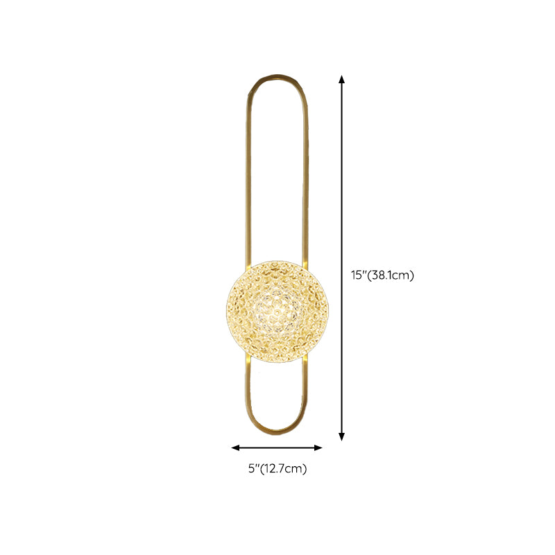 Globe Crystal Shade Wall Light 1 - Light Solid Brass Wall Sconce in Gold and Clear