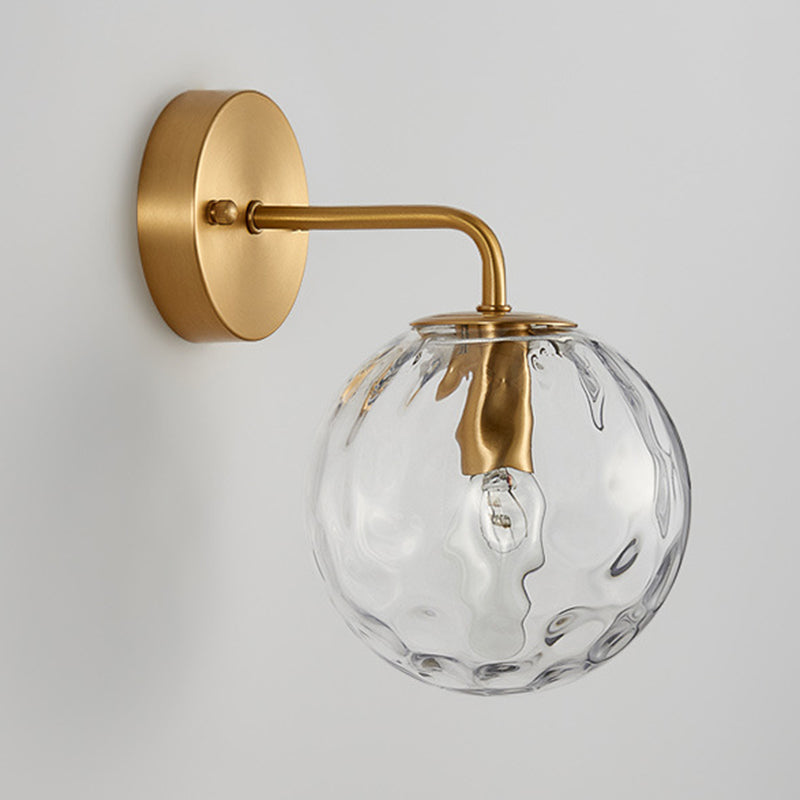 Glass Globe Sconce Light Modern 1-Light Sconce Light Fixture in Gold