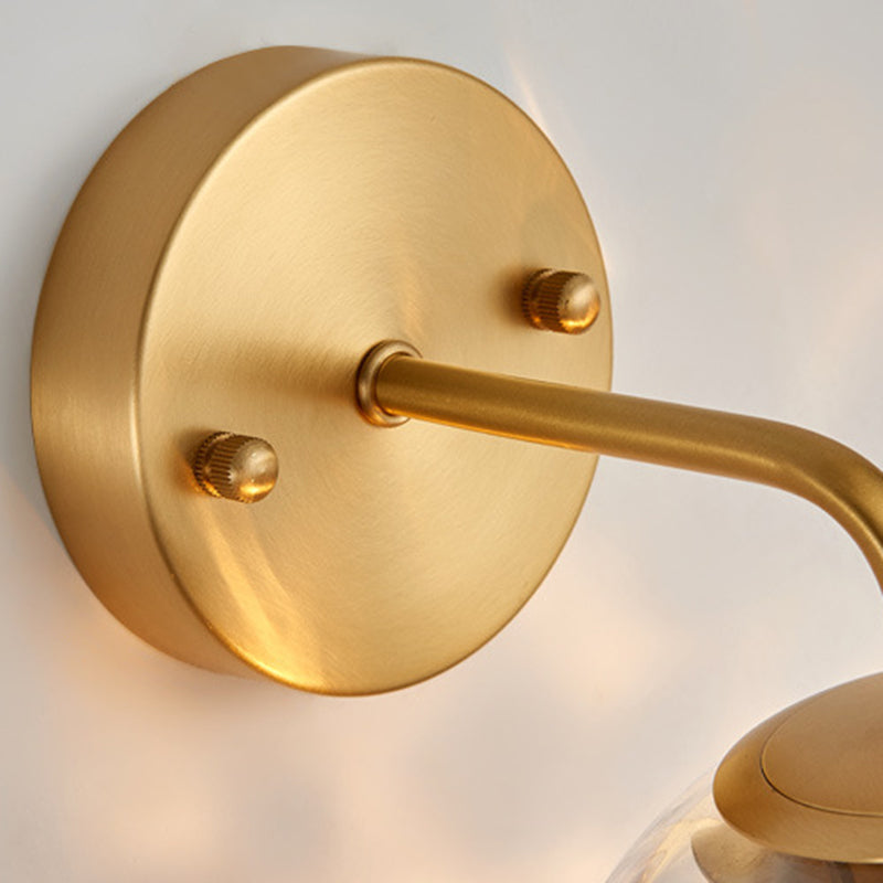 Glass Globe Sconce Light Modern 1-Light Sconce Light Fixture in Gold