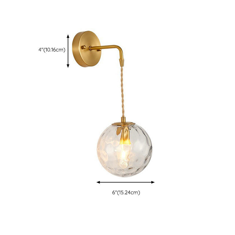 Glass Globe Sconce Light Modern 1-Light Sconce Light Fixture in Gold