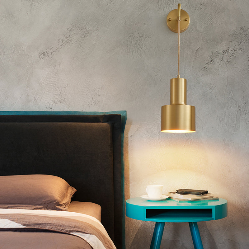 Metal Cylinder Sconce Light Fixture Modern 1-Light Wall Light