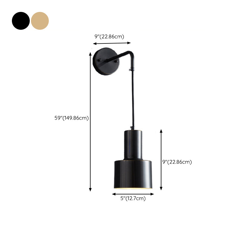 Metal Cylinder Sconce Light Fixture Modern 1-Light Wall Light