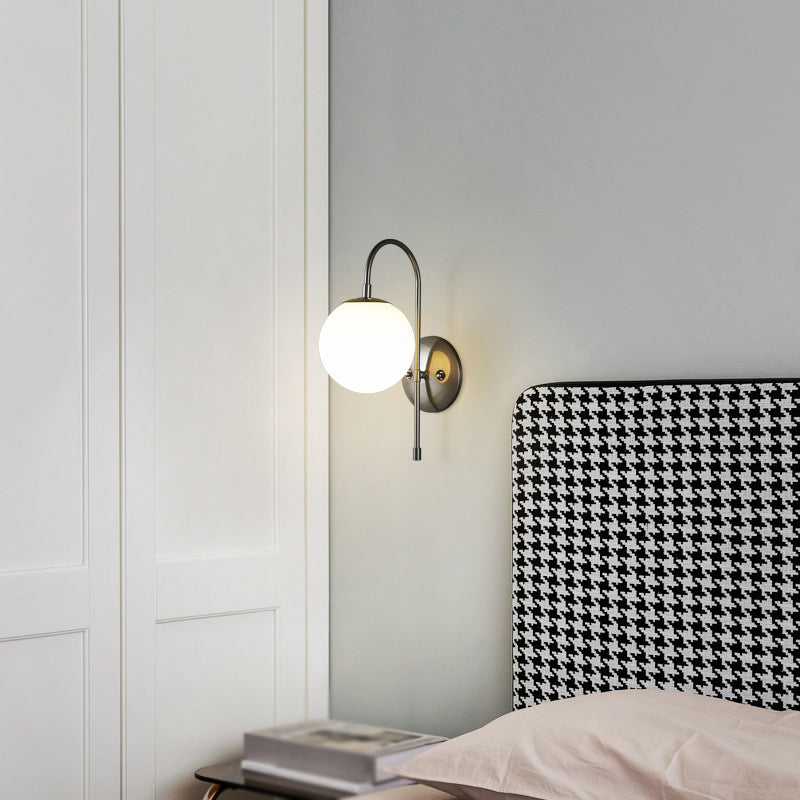 Glass Globe Wall Light Modern 1-Light Wall Lights for Bedroom