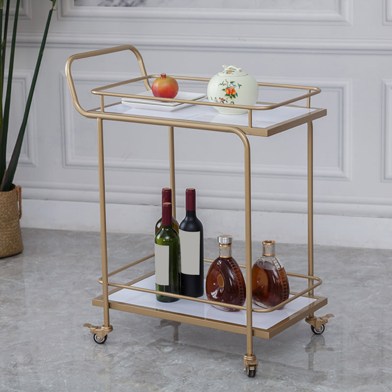 Contemporary 31.5"H Prep Table Rectangular Metal Rolling Prep Table for Dining Room