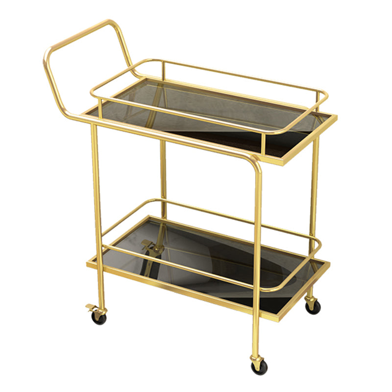 Contemporary 31.5"H Prep Table Rectangular Metal Rolling Prep Table for Dining Room