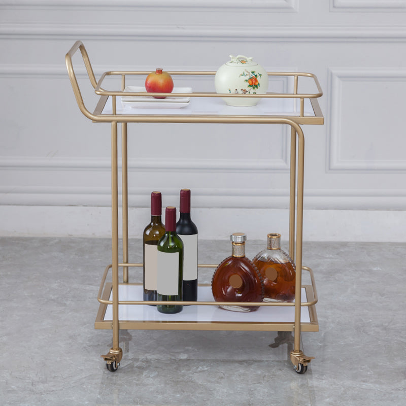 Contemporary 31.5"H Prep Table Rectangular Metal Rolling Prep Table for Dining Room