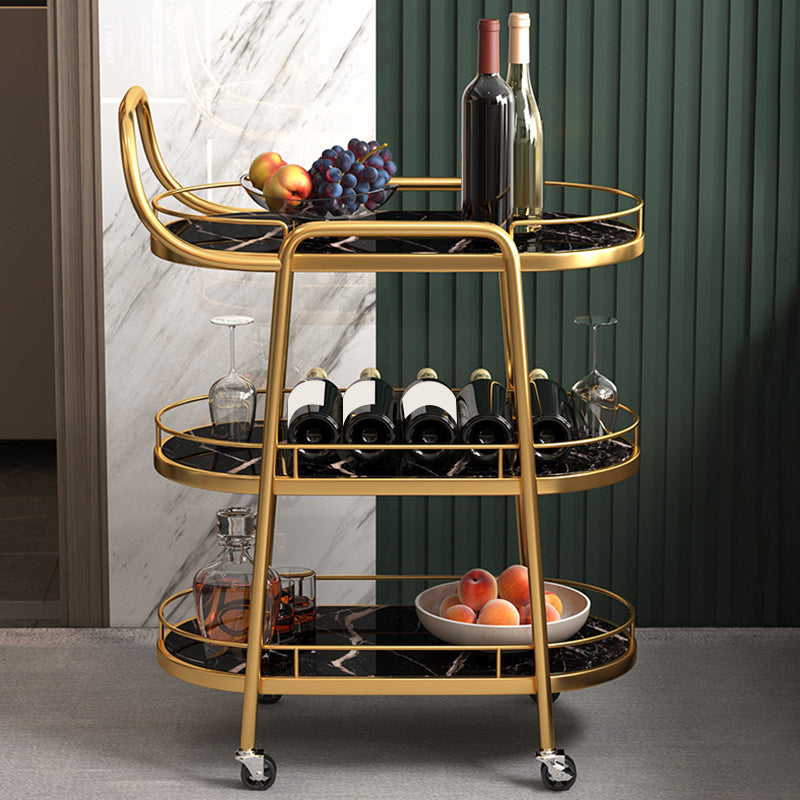 24.41"W Rolling Contemporary Prep Table Metal Prep Table with Towel Rack