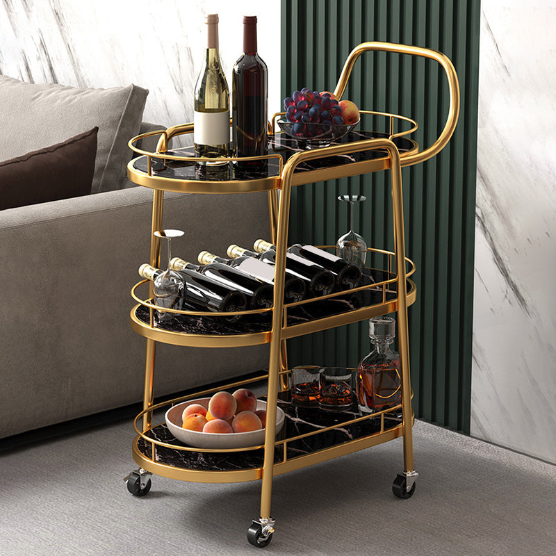 24.41"W Rolling Contemporary Prep Table Metal Prep Table with Towel Rack