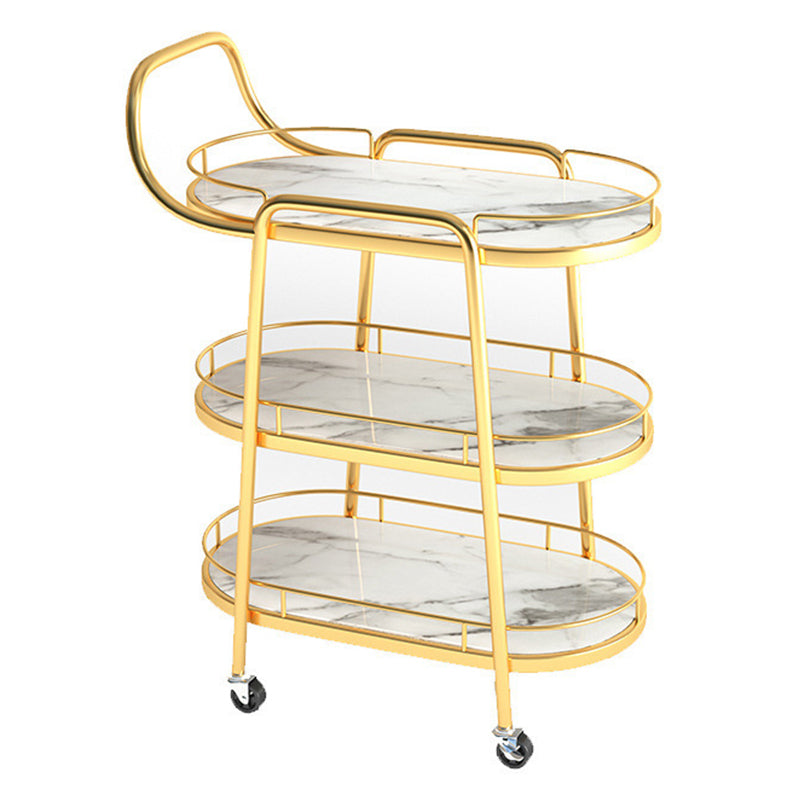 24.41"W Rolling Contemporary Prep Table Metal Prep Table with Towel Rack