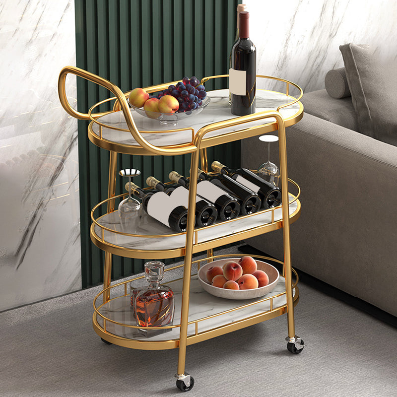 24.41"W Rolling Contemporary Prep Table Metal Prep Table with Towel Rack