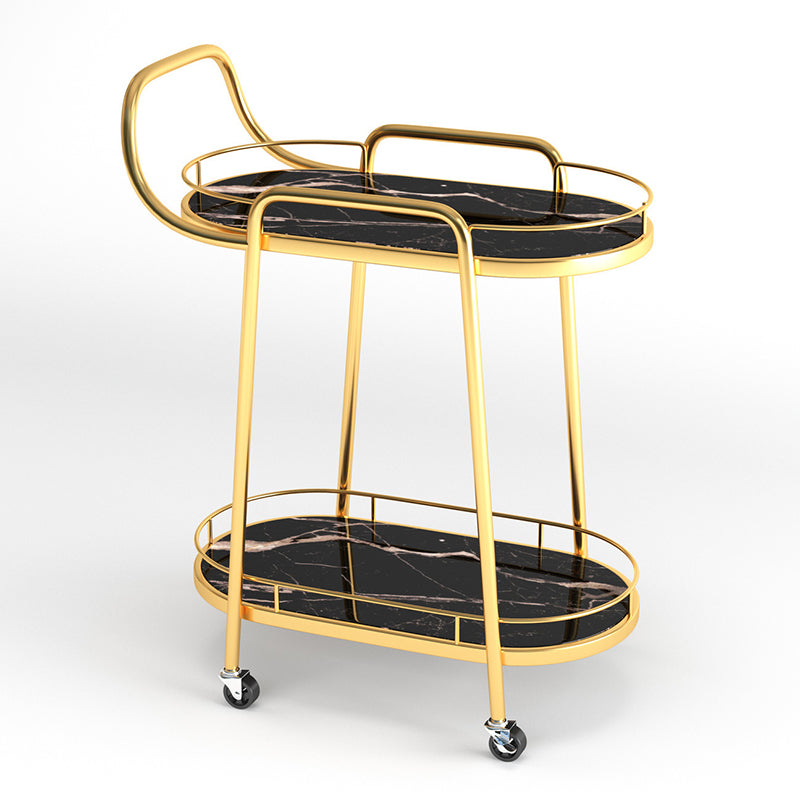 24.41"W Rolling Contemporary Prep Table Metal Prep Table with Towel Rack