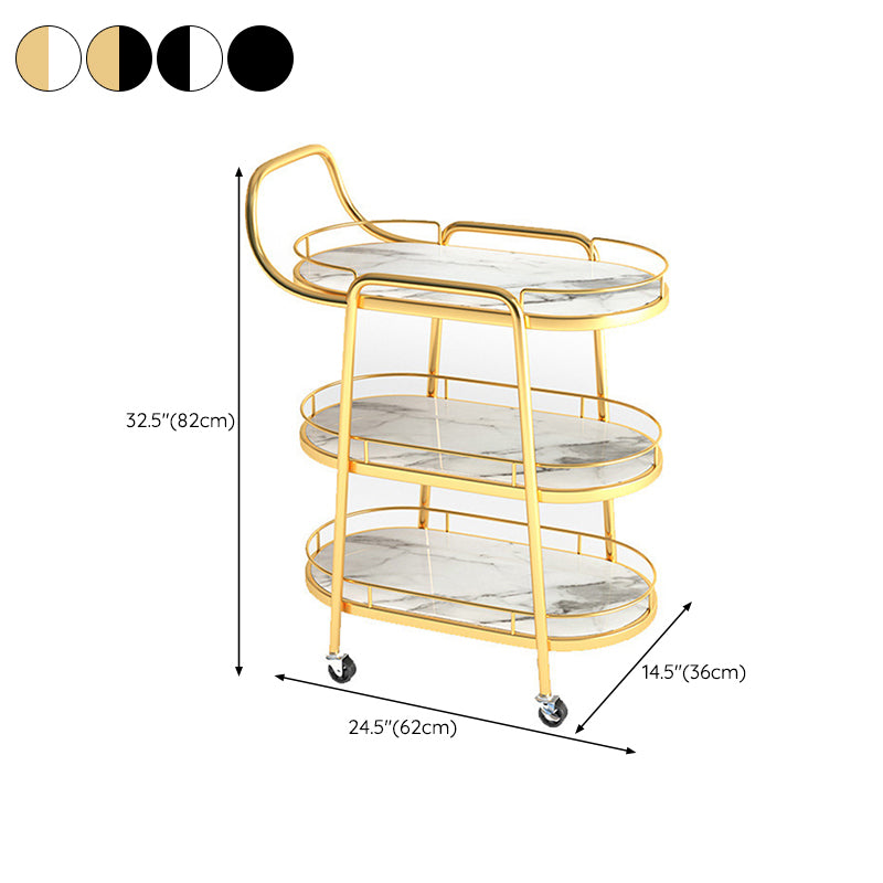 24.41"W Rolling Contemporary Prep Table Metal Prep Table with Towel Rack