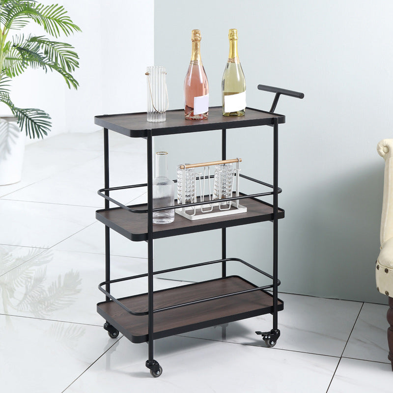 35.43"H Modern Rectangular Rolling Prep Table Reclaimed Wood Prep Table for Home Use