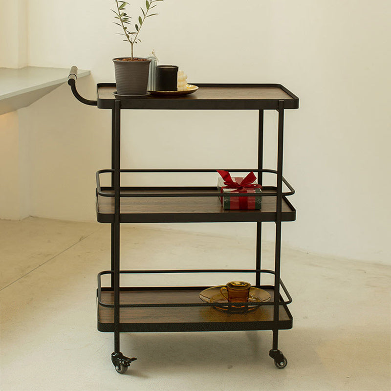 35.43"H Modern Rectangular Rolling Prep Table Reclaimed Wood Prep Table for Home Use