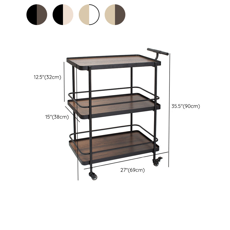 35.43"H Modern Rectangular Rolling Prep Table Reclaimed Wood Prep Table for Home Use