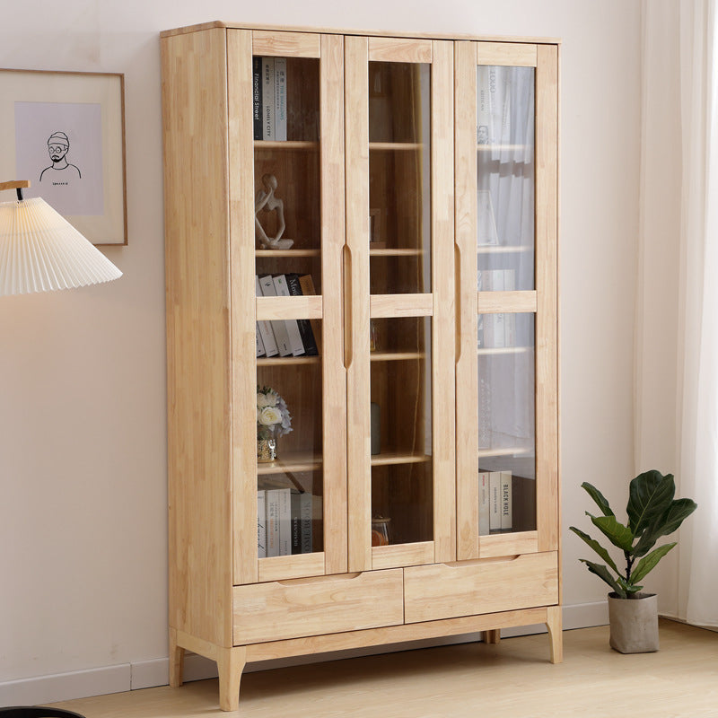 Glass Door Accent Cabinet 76.77" Tall Wood Cabinet with Drawers