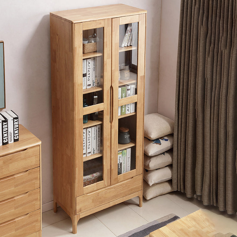 Glass Door Accent Cabinet 76.77" Tall Wood Cabinet with Drawers