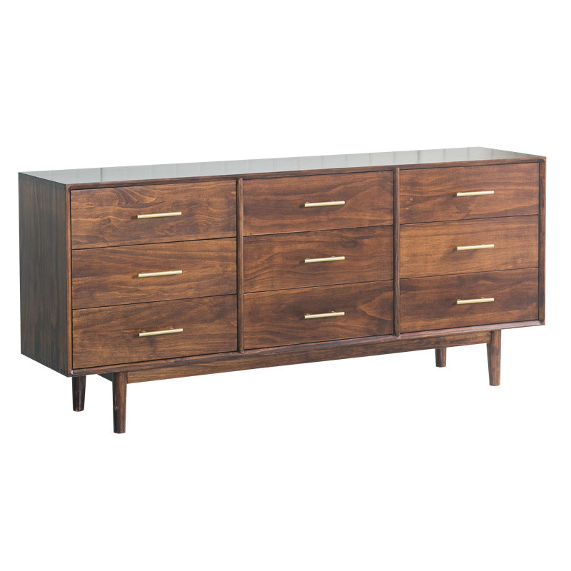Contemporary Chest Pine 9 - Drawer Bar Pulls Straight Legs Accent Chest